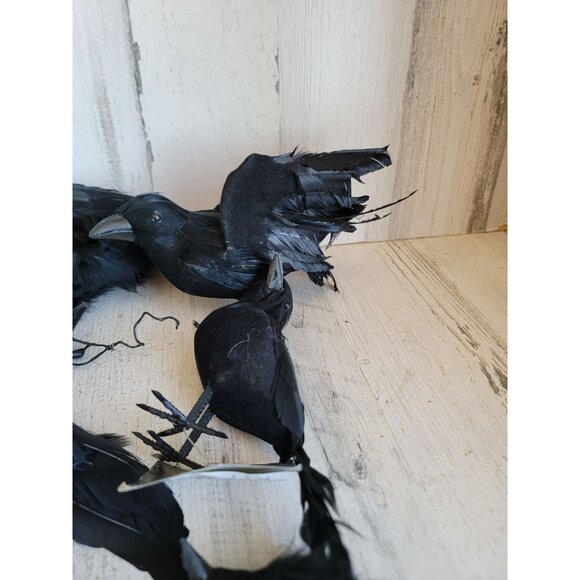 Halloween prop crow AS IS bird unique set home decor scary accessory realistic - Picture 10 of 15